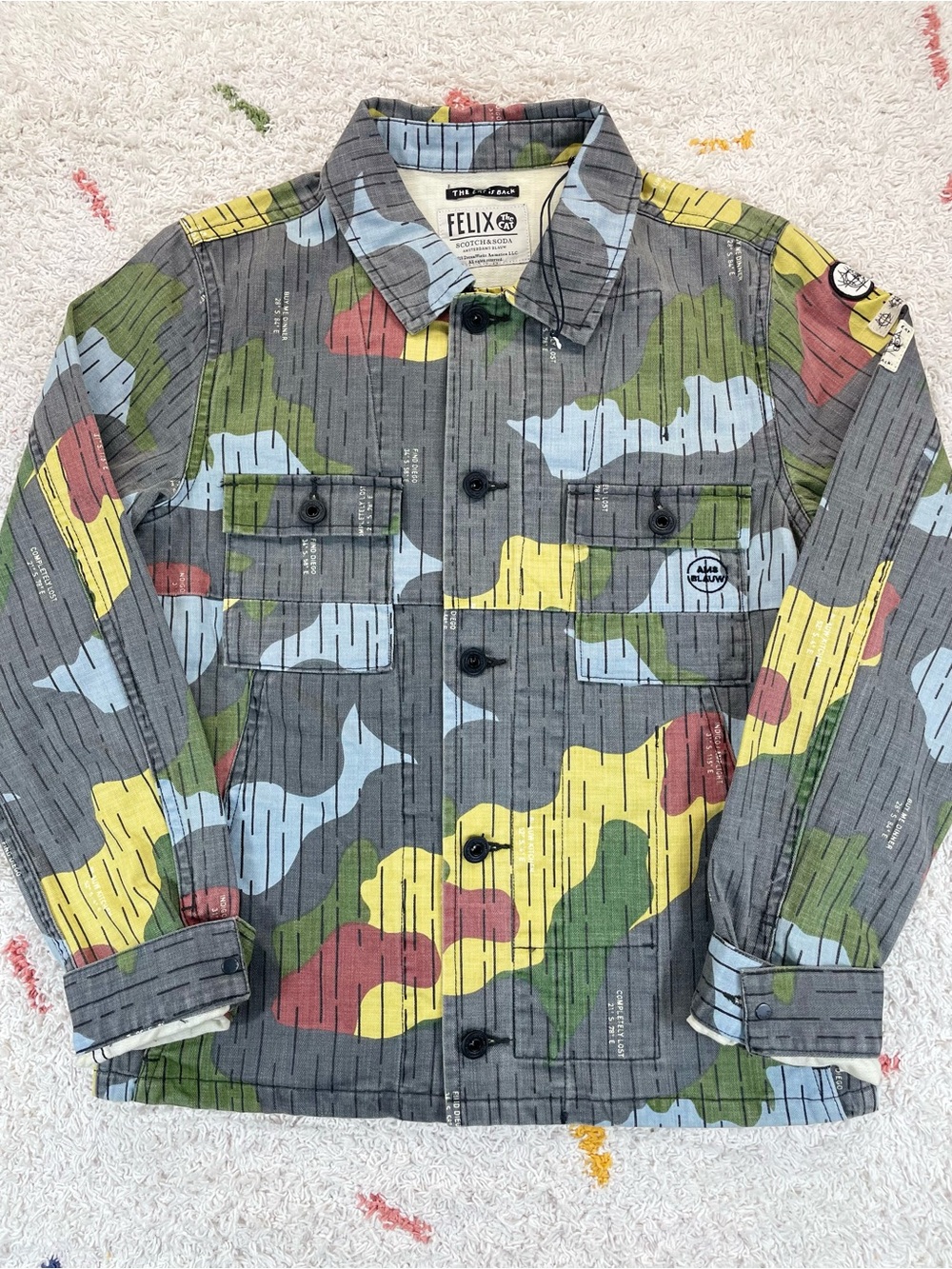 Scotch & Soda Boys' Multicolor Camouflage Jean Jacket - Gray Base
